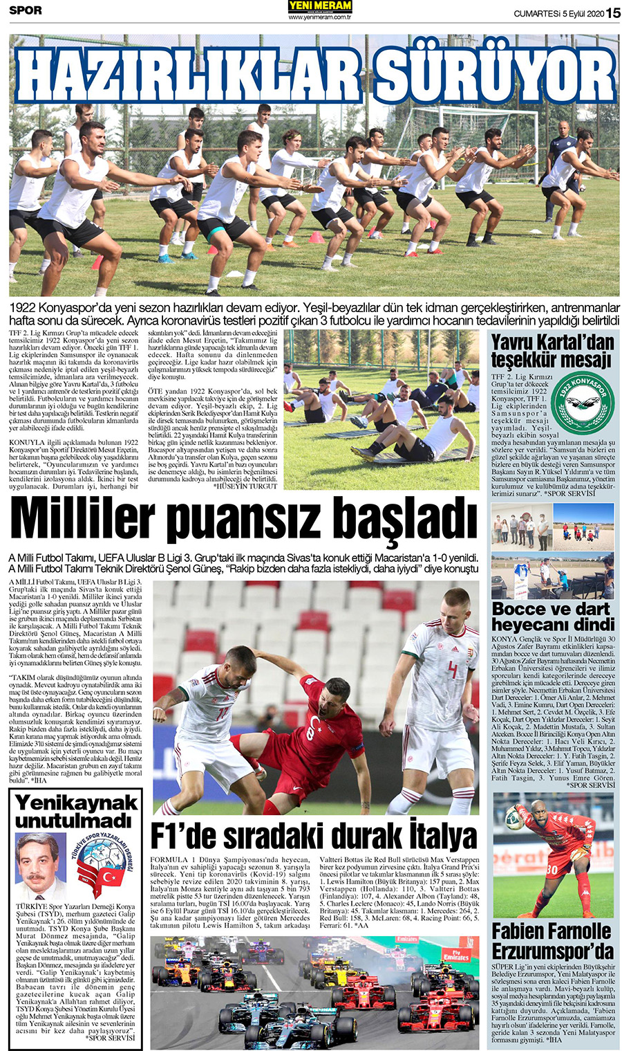 5 Eylül 2020 Yeni Meram Gazetesi