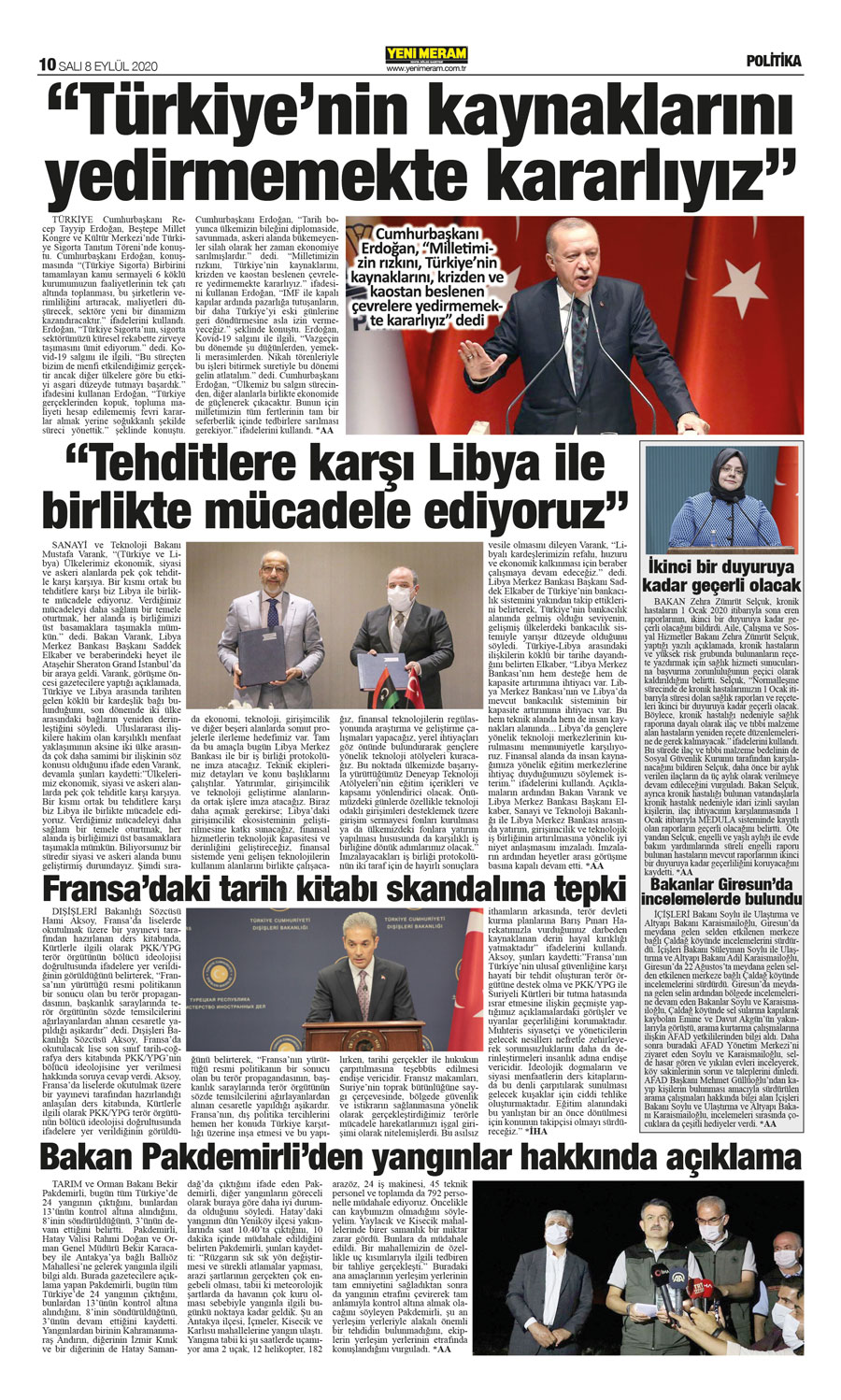 8 Eylül 2020 Yeni Meram Gazetesi