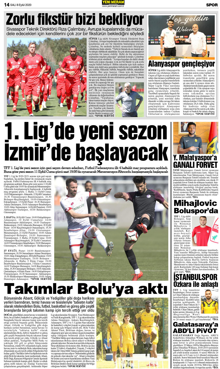 8 Eylül 2020 Yeni Meram Gazetesi