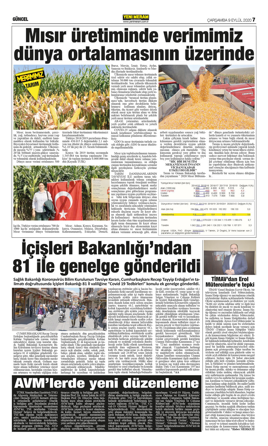 9 Eylül 2020 Yeni Meram Gazetesi