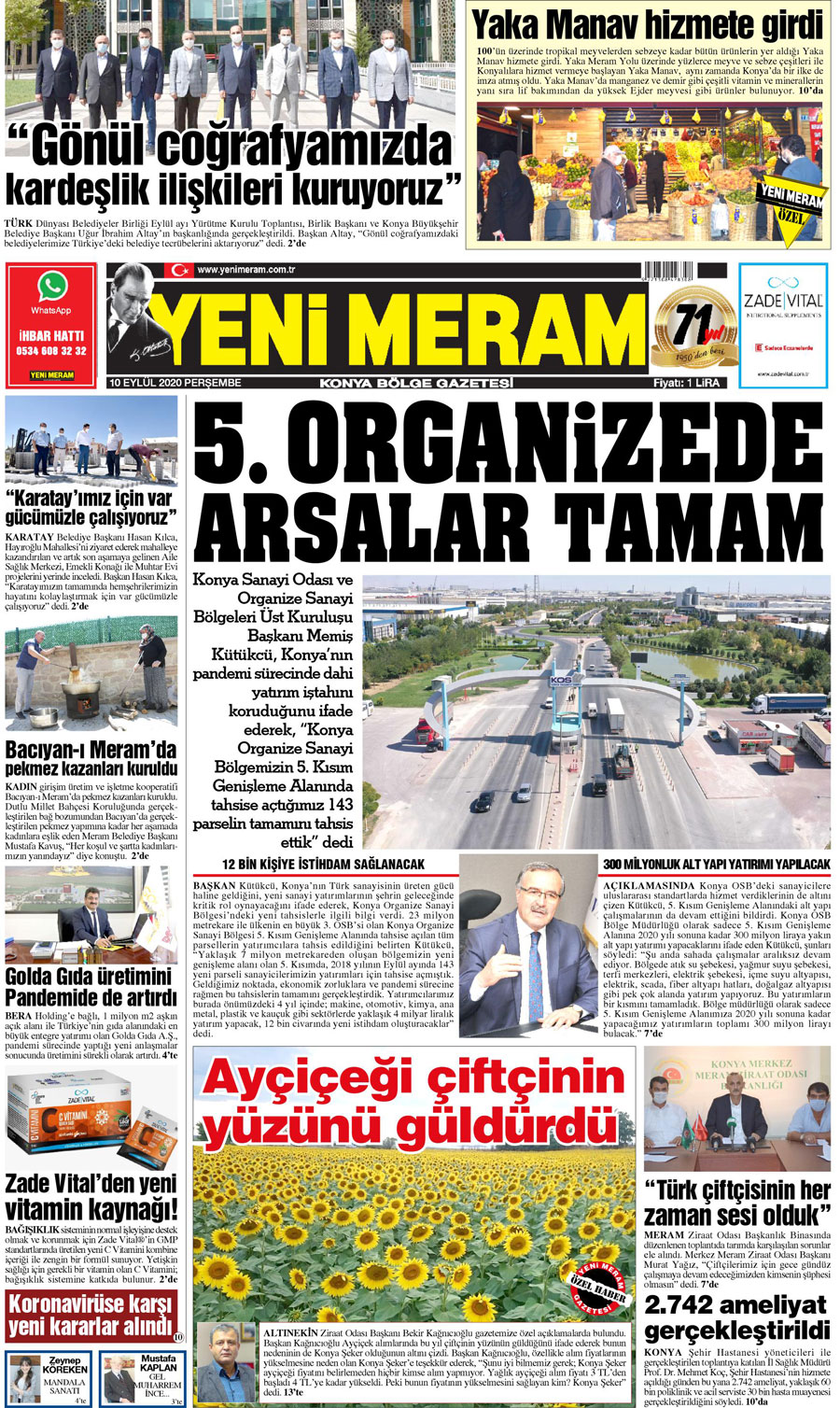 10 Eylül 2020 Yeni Meram Gazetesi