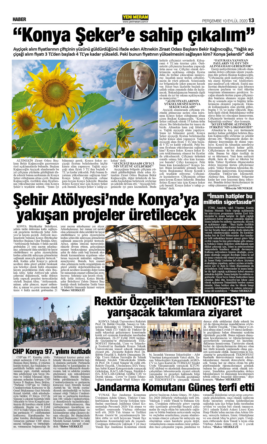 10 Eylül 2020 Yeni Meram Gazetesi