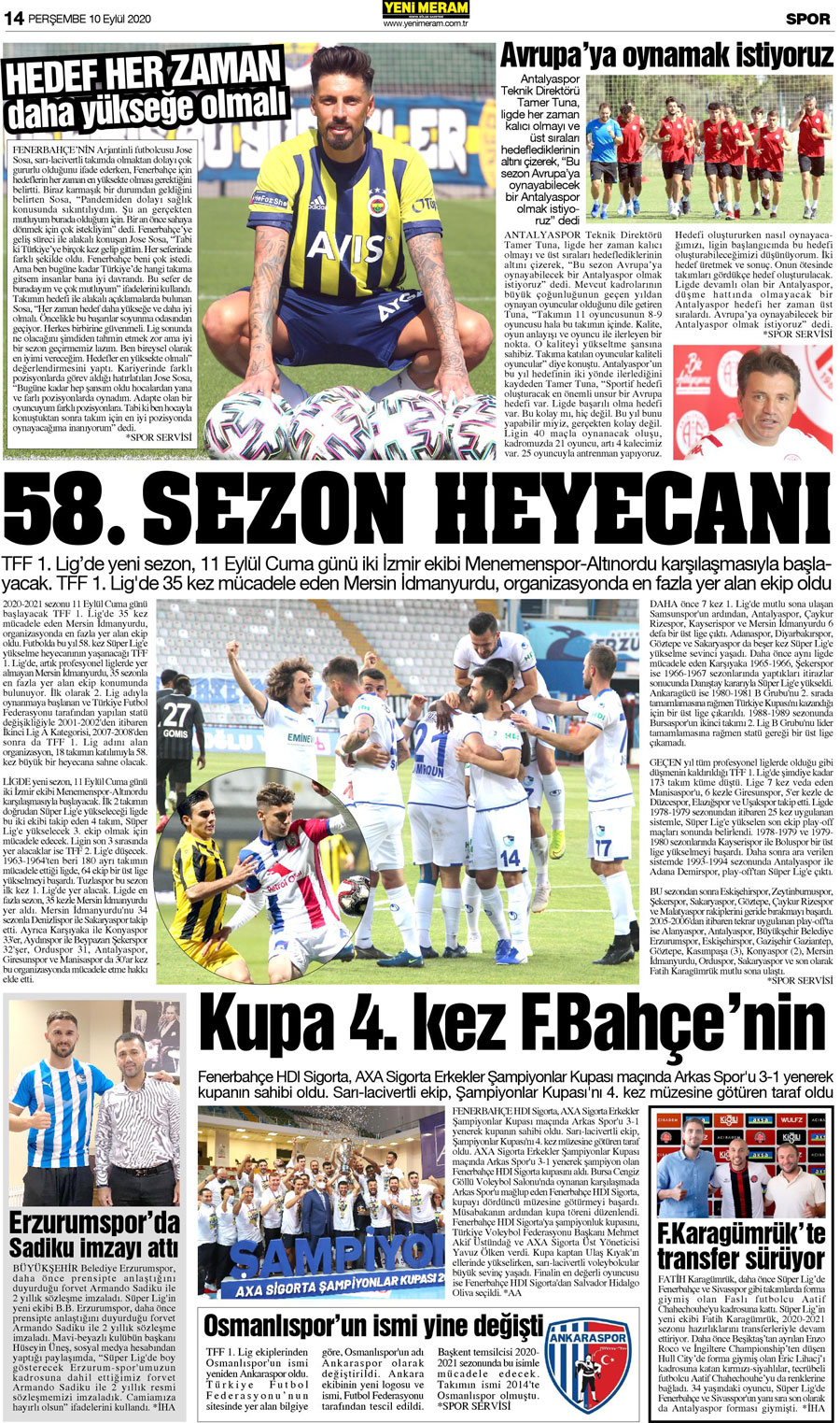 10 Eylül 2020 Yeni Meram Gazetesi