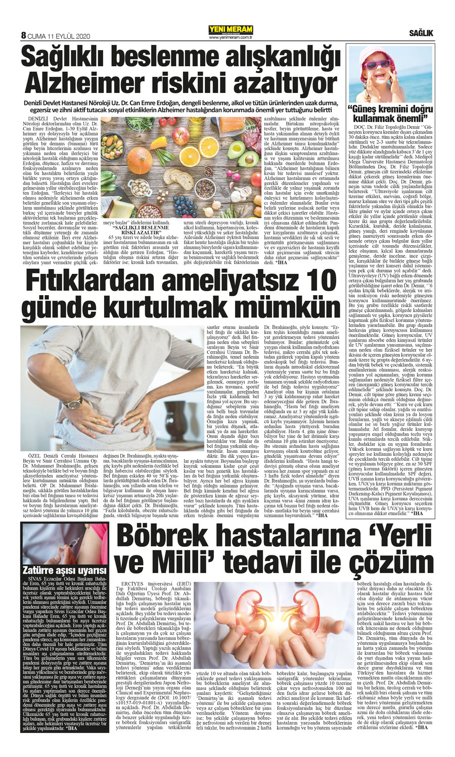 11 Eylül 2020 Yeni Meram Gazetesi