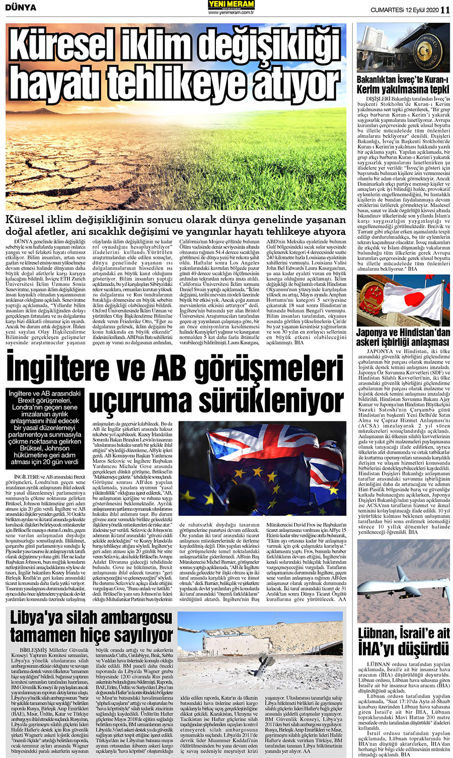 12 Eylül 2020 Yeni Meram Gazetesi