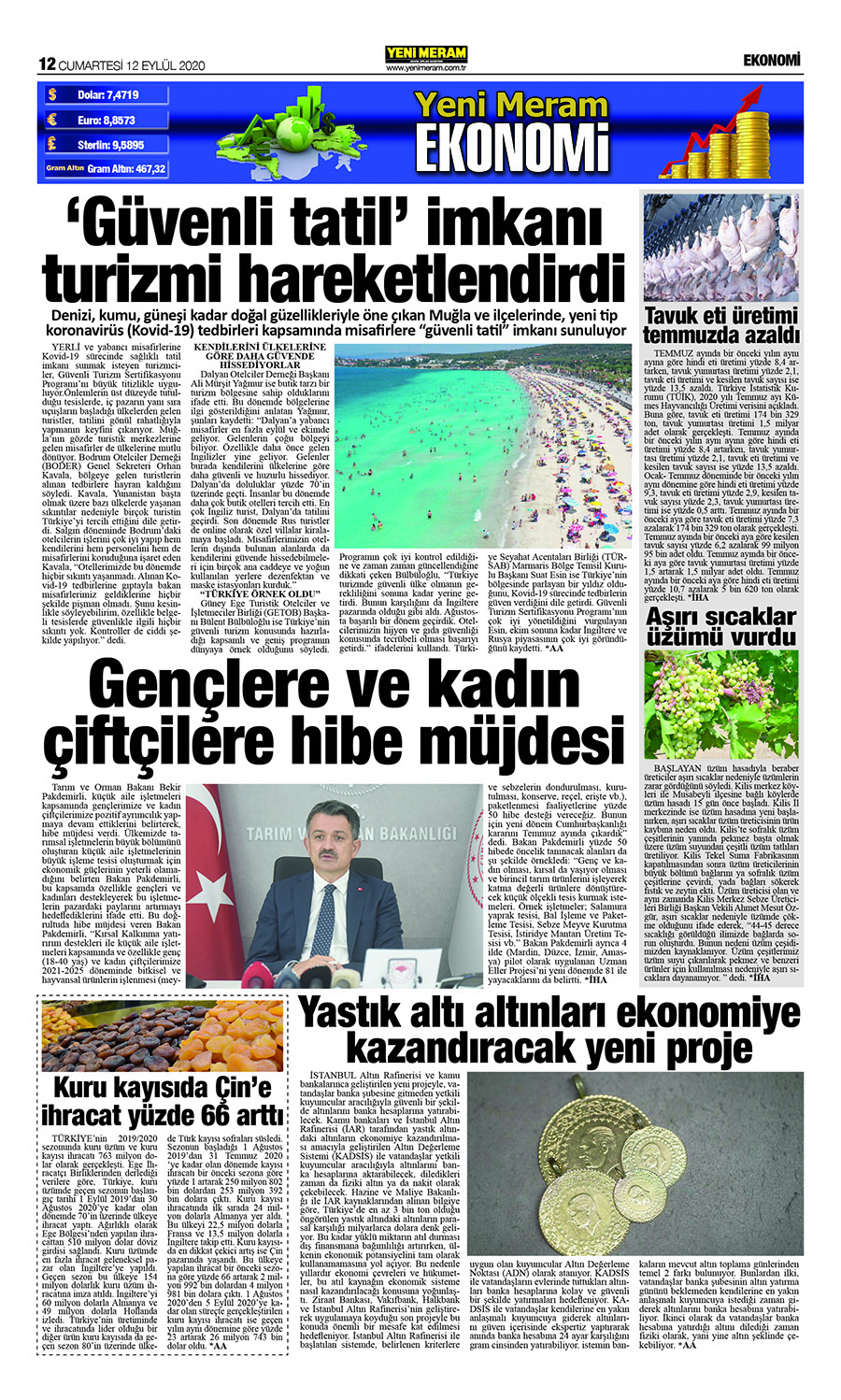 12 Eylül 2020 Yeni Meram Gazetesi