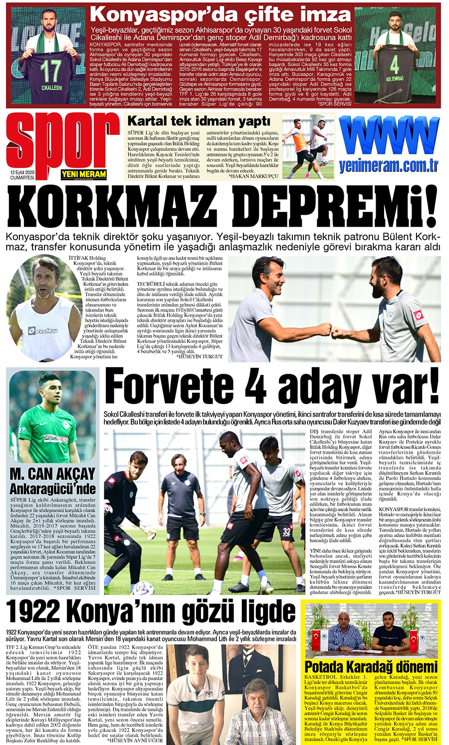 12 Eylül 2020 Yeni Meram Gazetesi