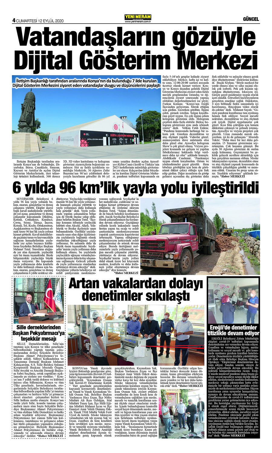 12 Eylül 2020 Yeni Meram Gazetesi