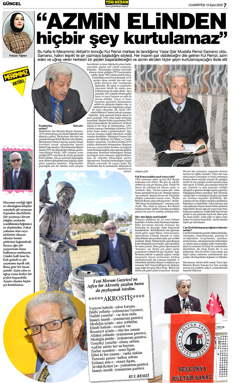 12 Eylül 2020 Yeni Meram Gazetesi