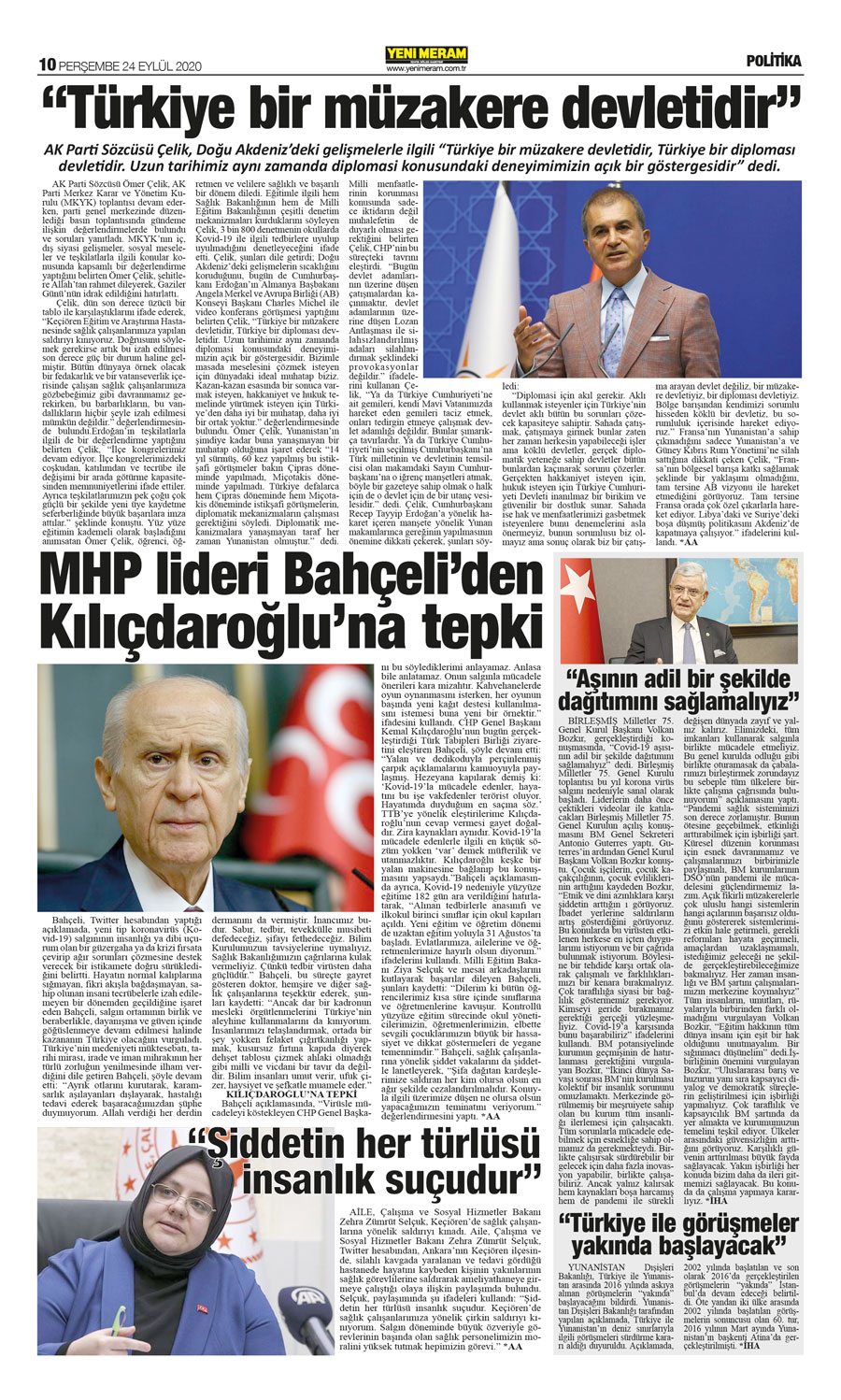 24 Eylül 2020 Yeni Meram Gazetesi