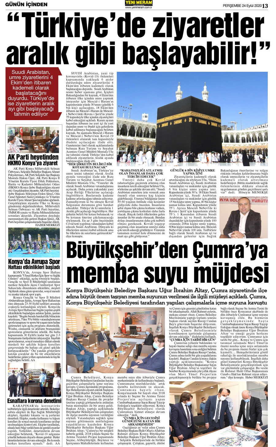 24 Eylül 2020 Yeni Meram Gazetesi