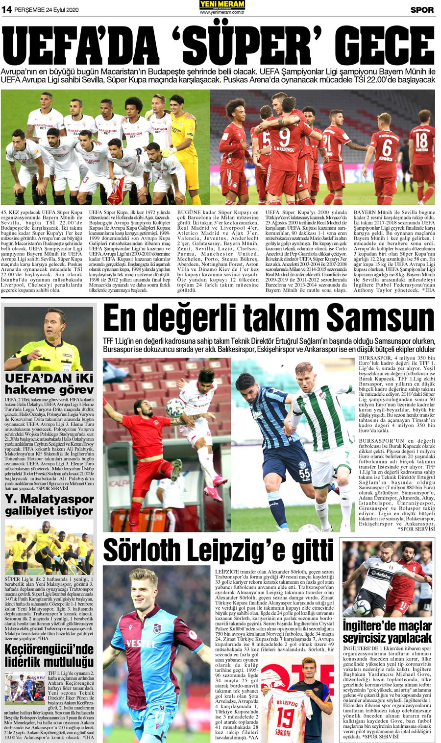 24 Eylül 2020 Yeni Meram Gazetesi