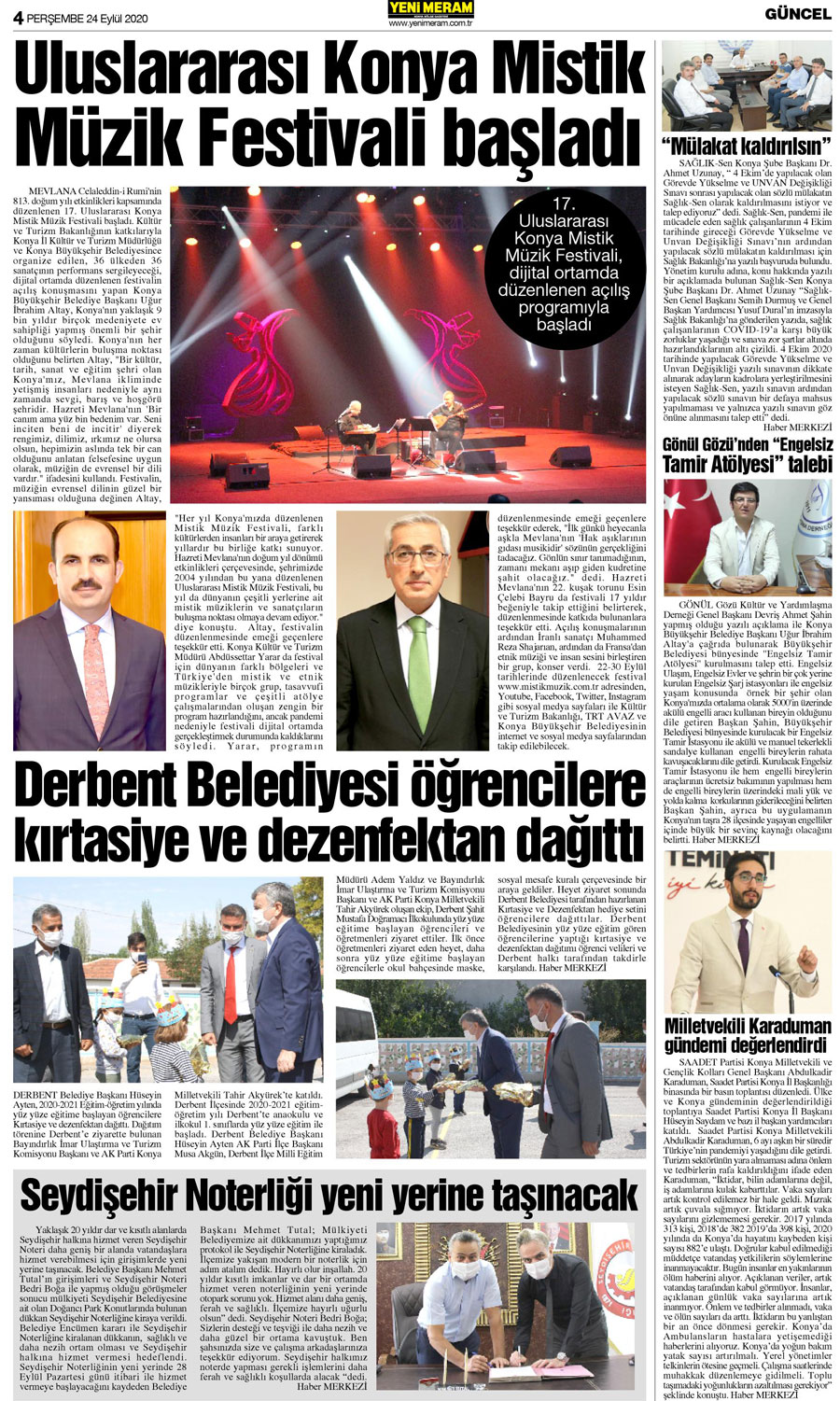 24 Eylül 2020 Yeni Meram Gazetesi