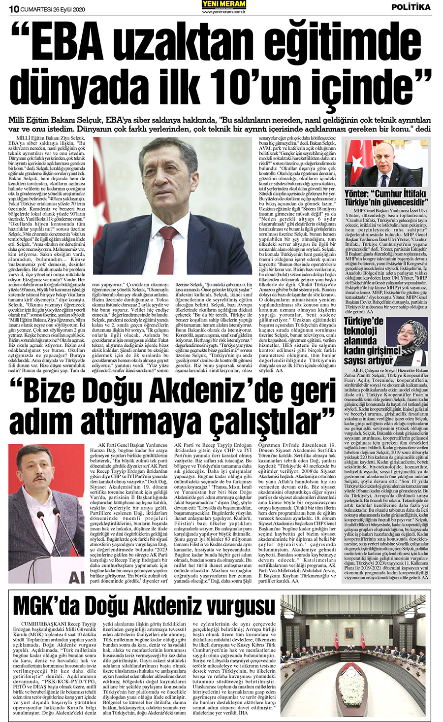 26 Eylül 2020 Yeni Meram Gazetesi