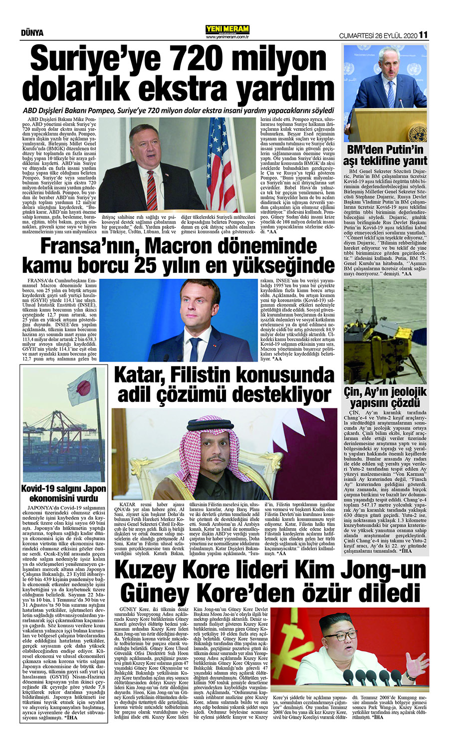 26 Eylül 2020 Yeni Meram Gazetesi