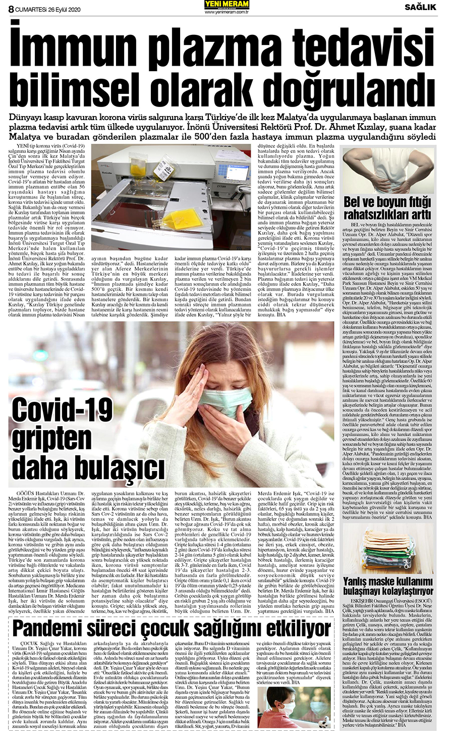 26 Eylül 2020 Yeni Meram Gazetesi