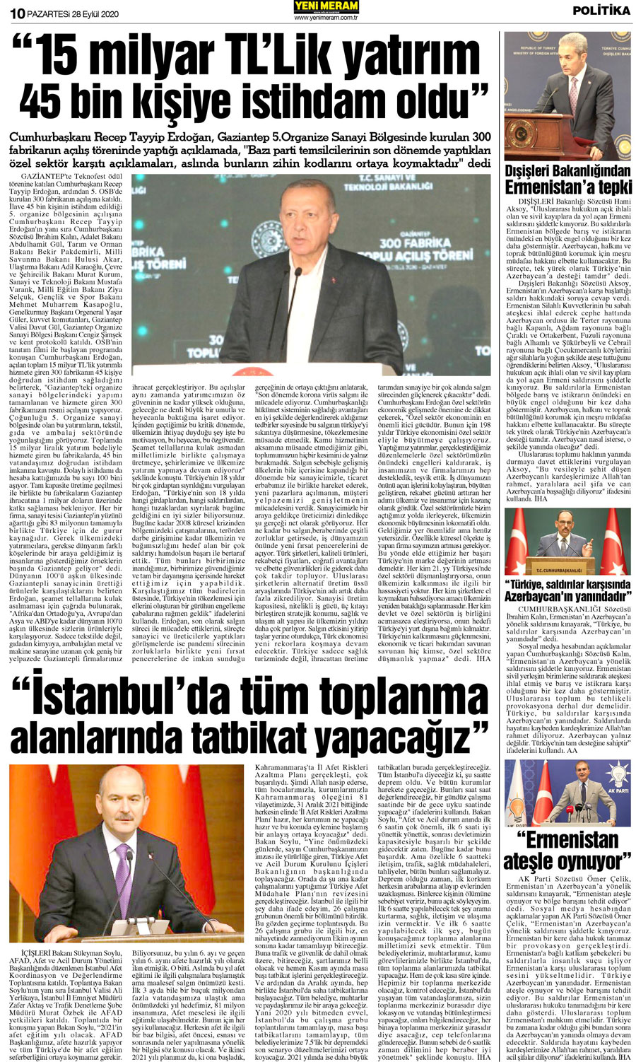 28 Eylül 2020 Yeni Meram Gazetesi