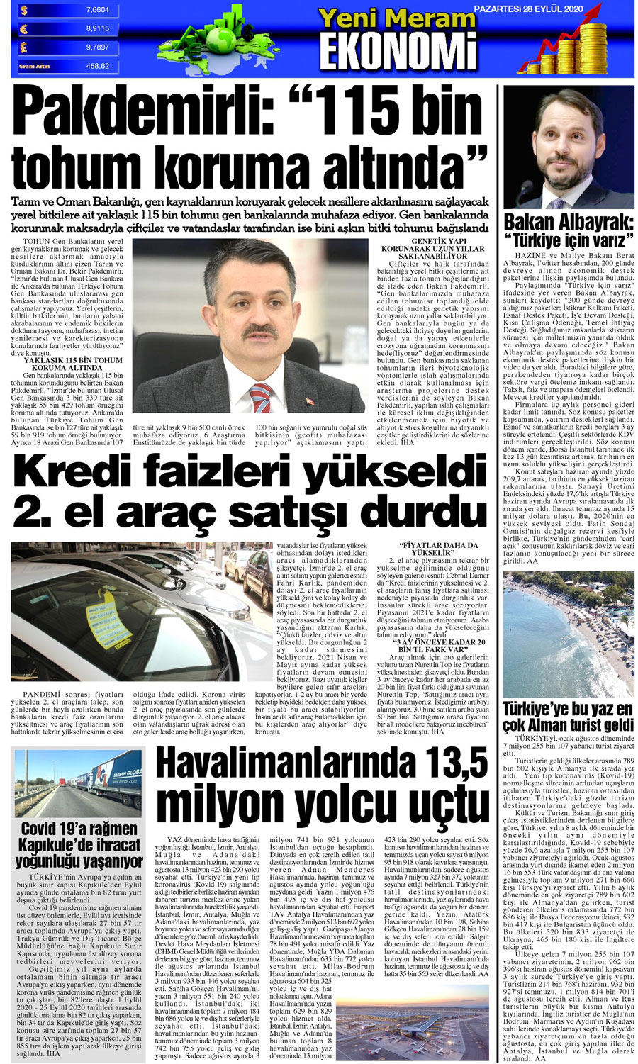 28 Eylül 2020 Yeni Meram Gazetesi