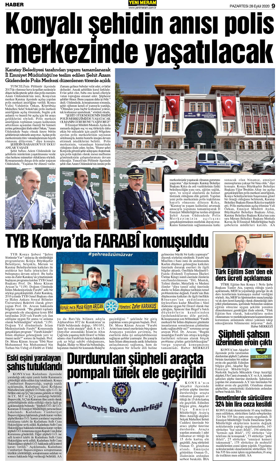 28 Eylül 2020 Yeni Meram Gazetesi