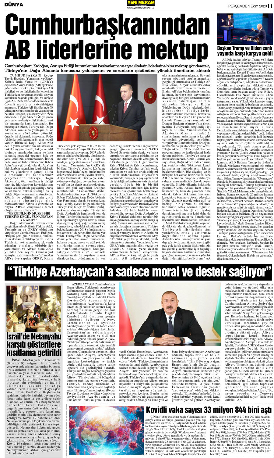 1 Ekim 2020 Yeni Meram Gazetesi