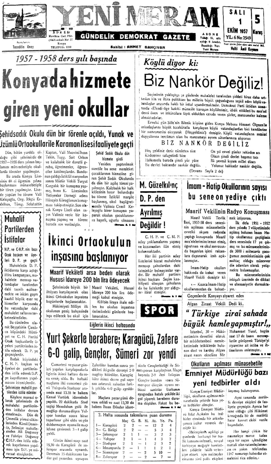 1 Ekim 2020 Yeni Meram Gazetesi