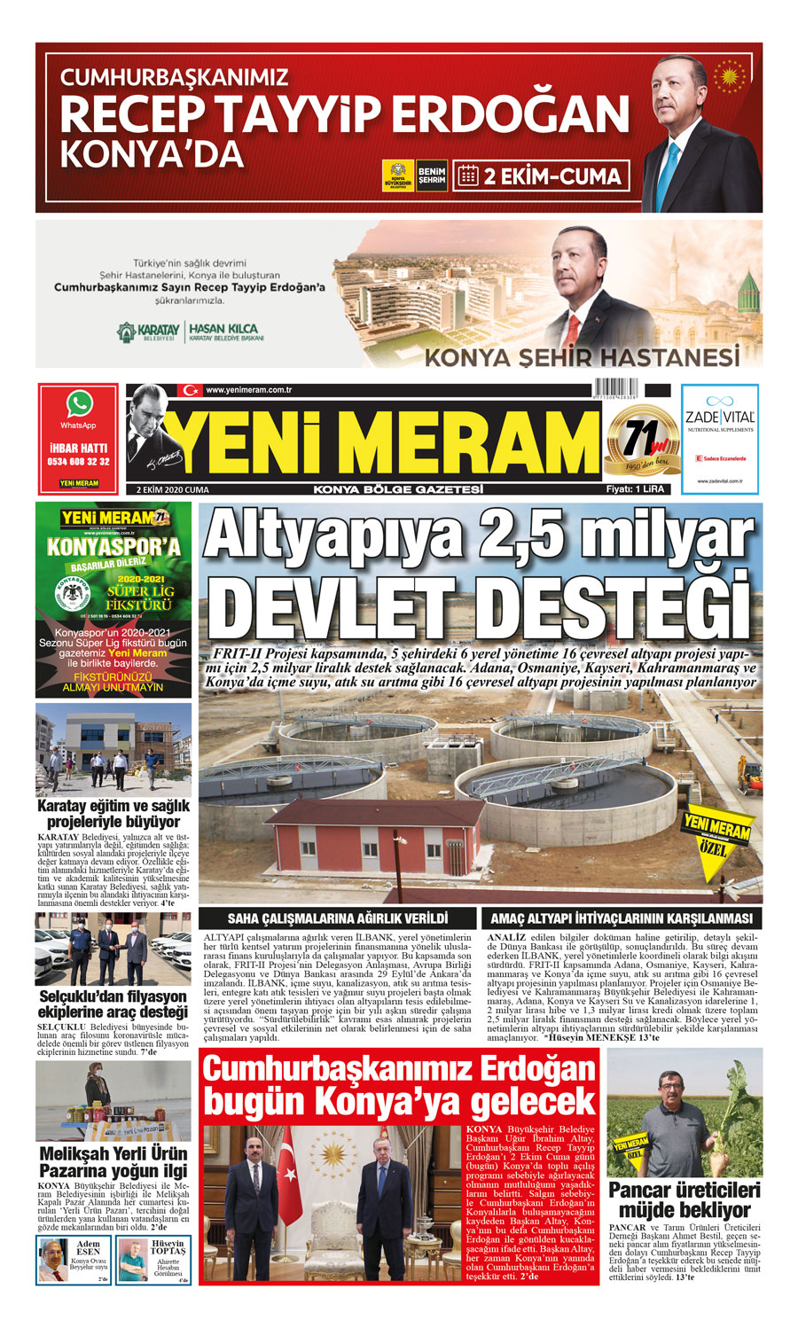 2 Ekim 2020 Yeni Meram Gazetesi