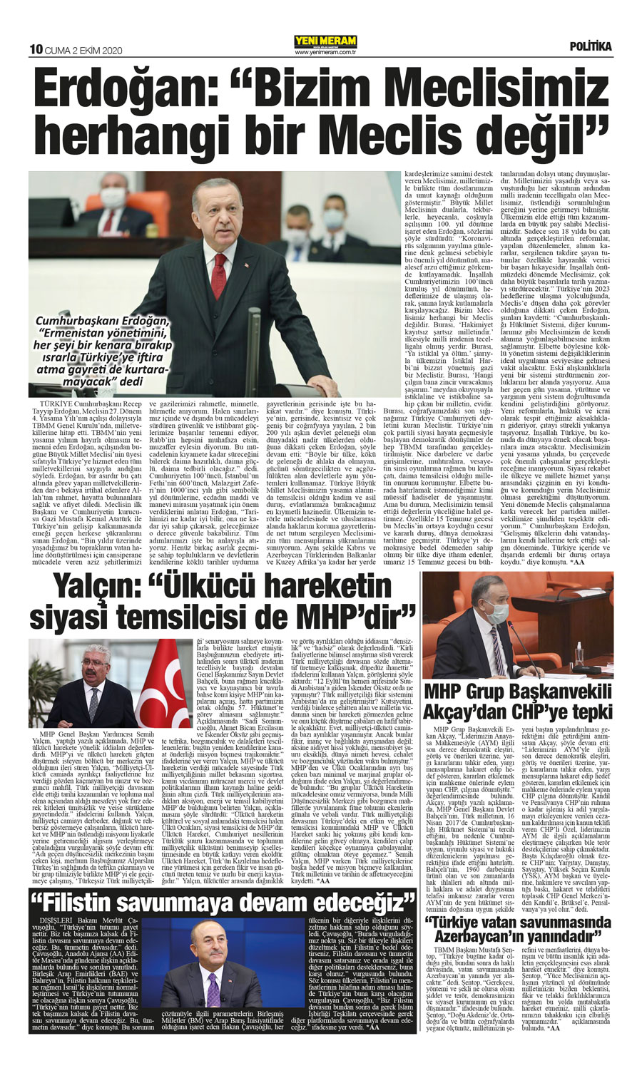 2 Ekim 2020 Yeni Meram Gazetesi