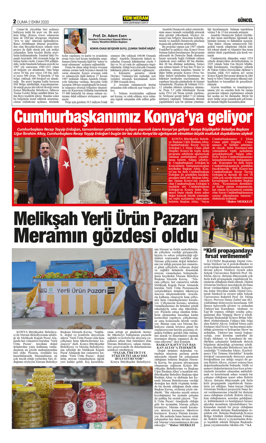 2 Ekim 2020 Yeni Meram Gazetesi