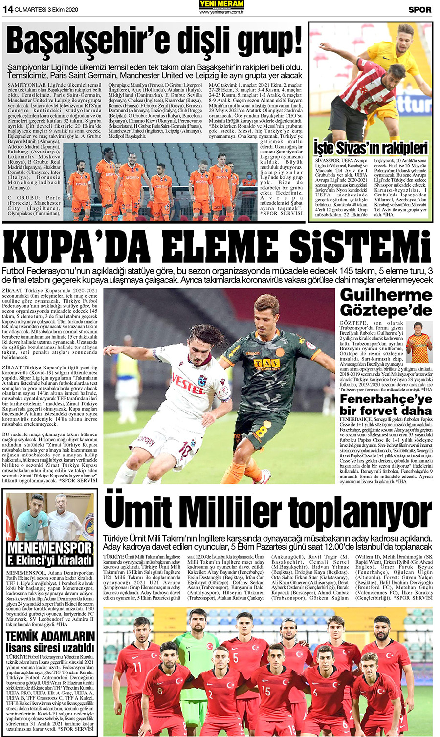 3 Ekim 2020 Yeni Meram Gazetesi