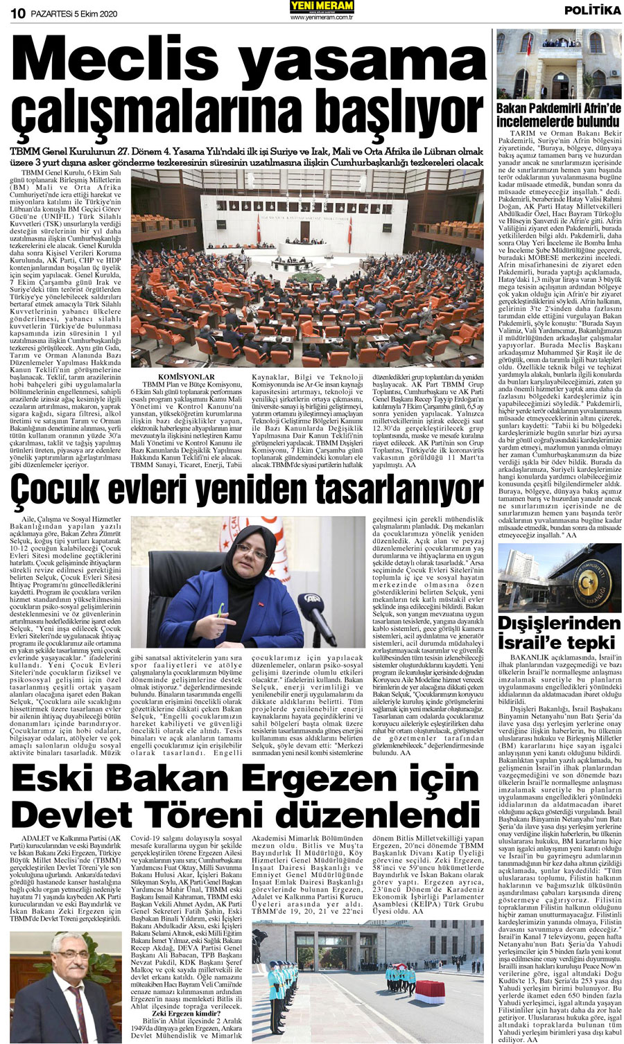 5 Ekim 2020 Yeni Meram Gazetesi