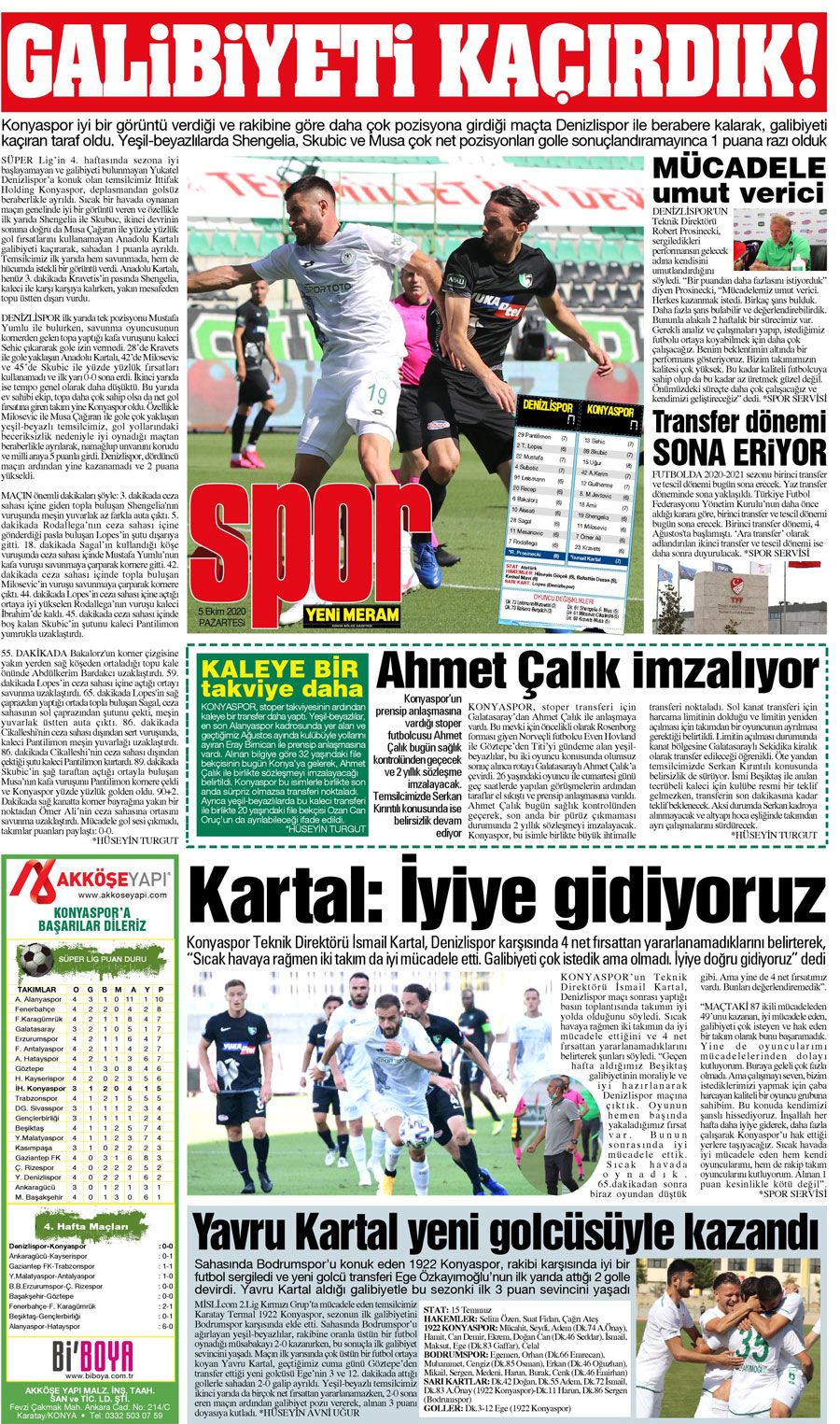 5 Ekim 2020 Yeni Meram Gazetesi