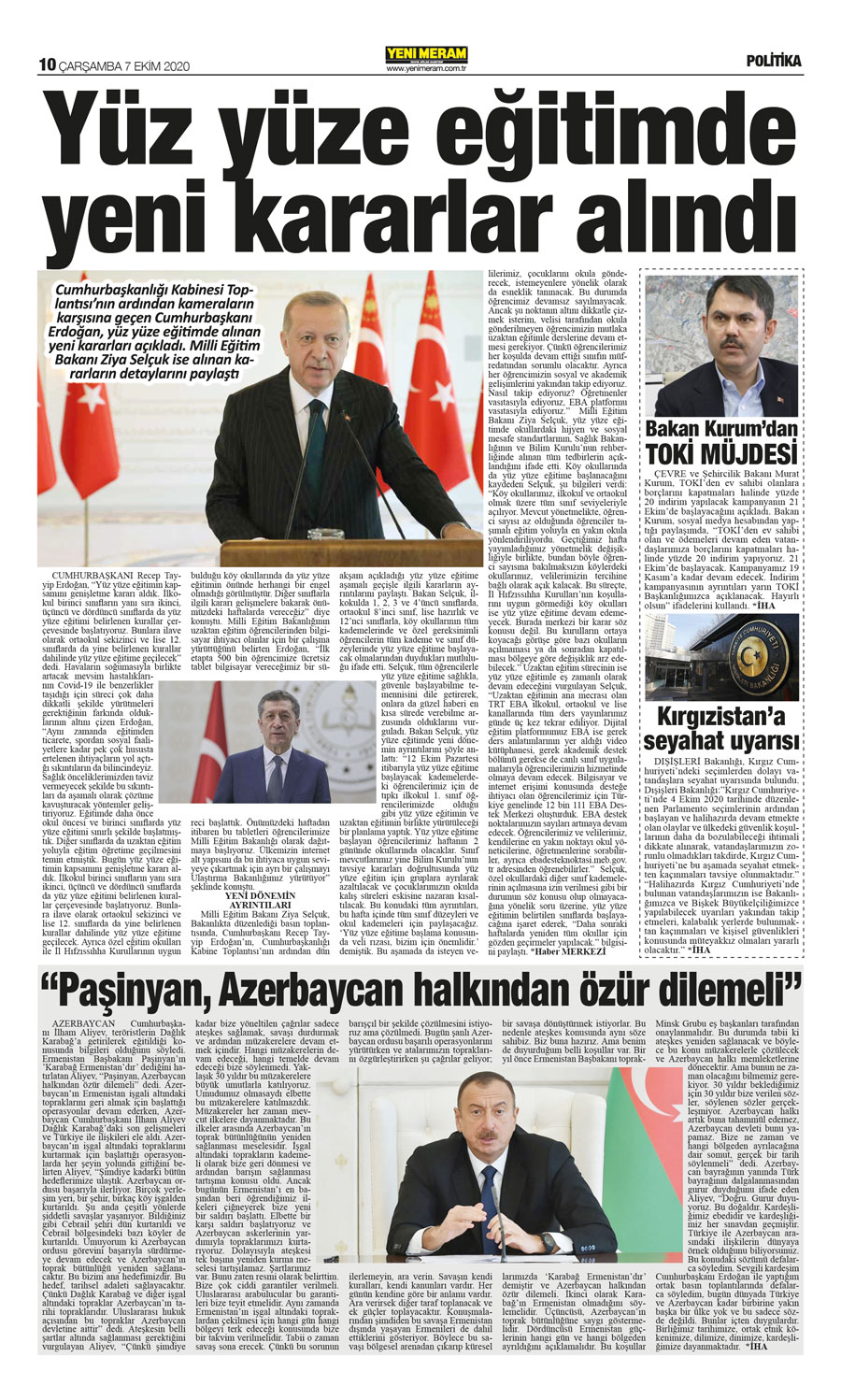 7 Ekim 2020 Yeni Meram Gazetesi