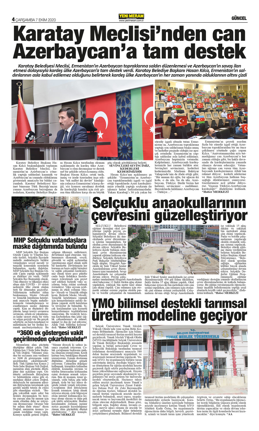 7 Ekim 2020 Yeni Meram Gazetesi