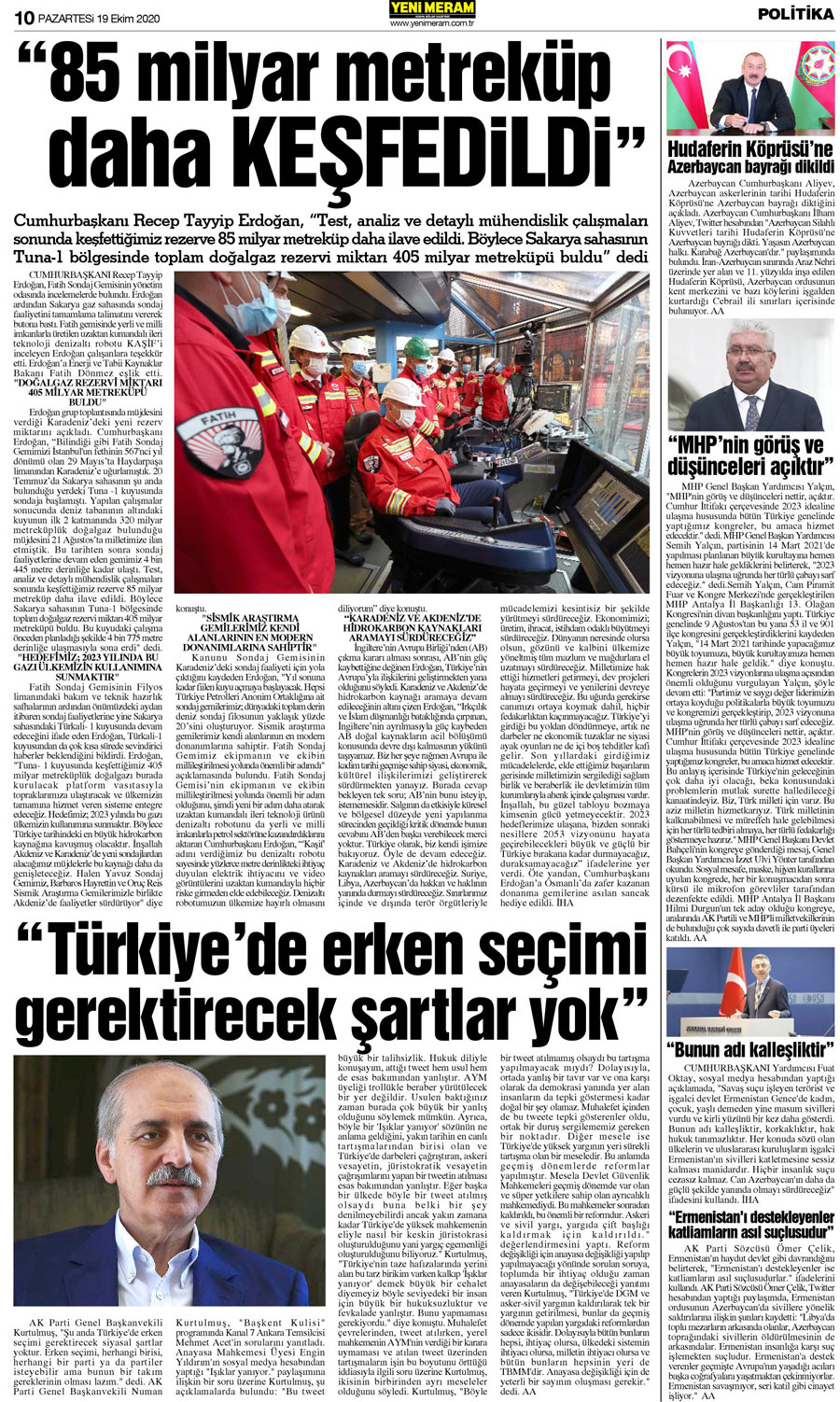 19 Ekim 2020 Yeni Meram Gazetesi