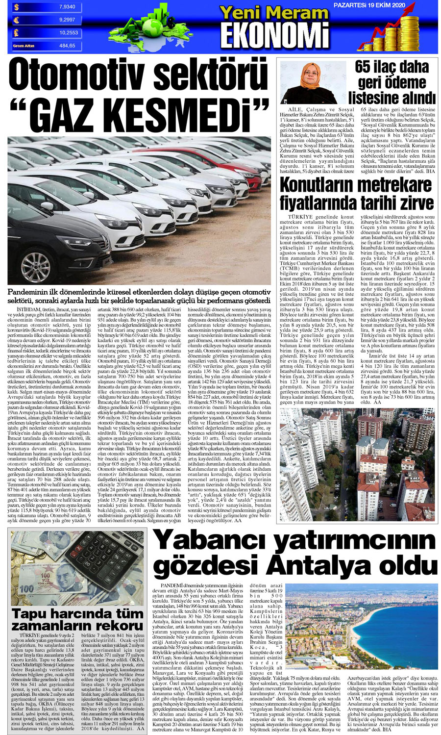 19 Ekim 2020 Yeni Meram Gazetesi