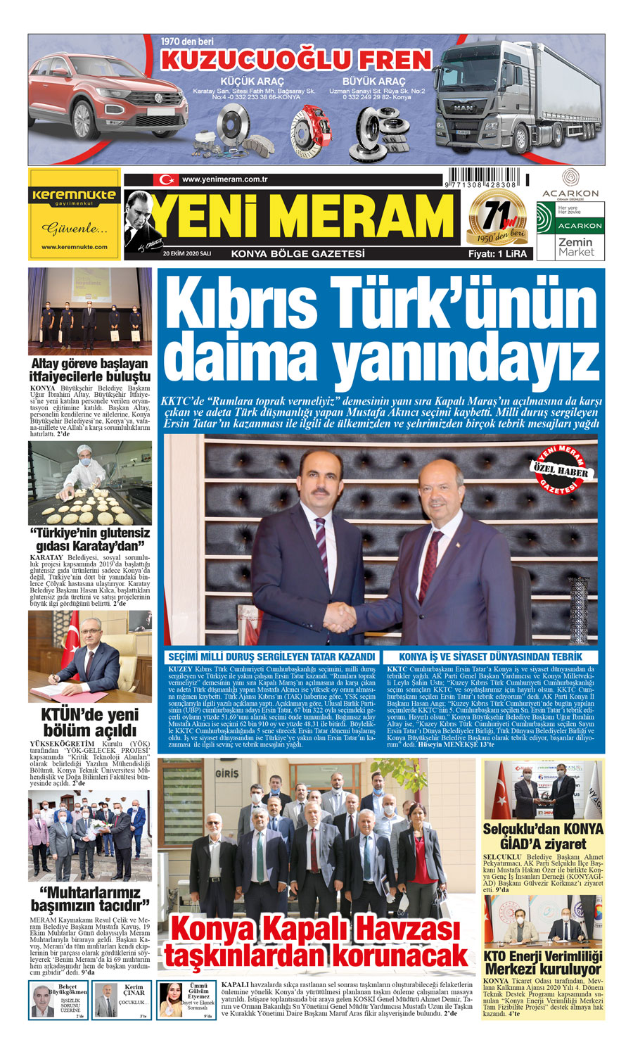 20 Ekim 2020 Yeni Meram Gazetesi