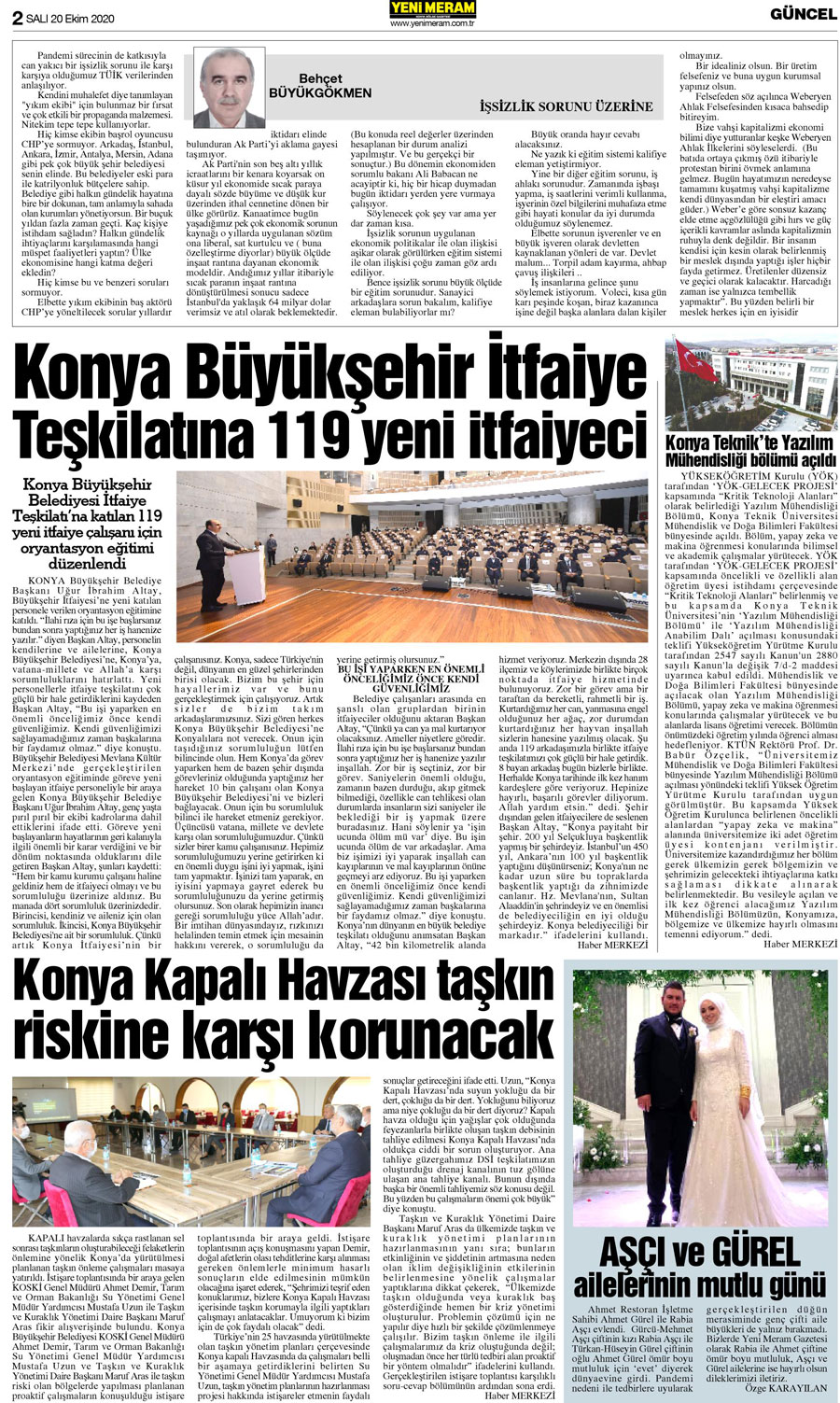 20 Ekim 2020 Yeni Meram Gazetesi