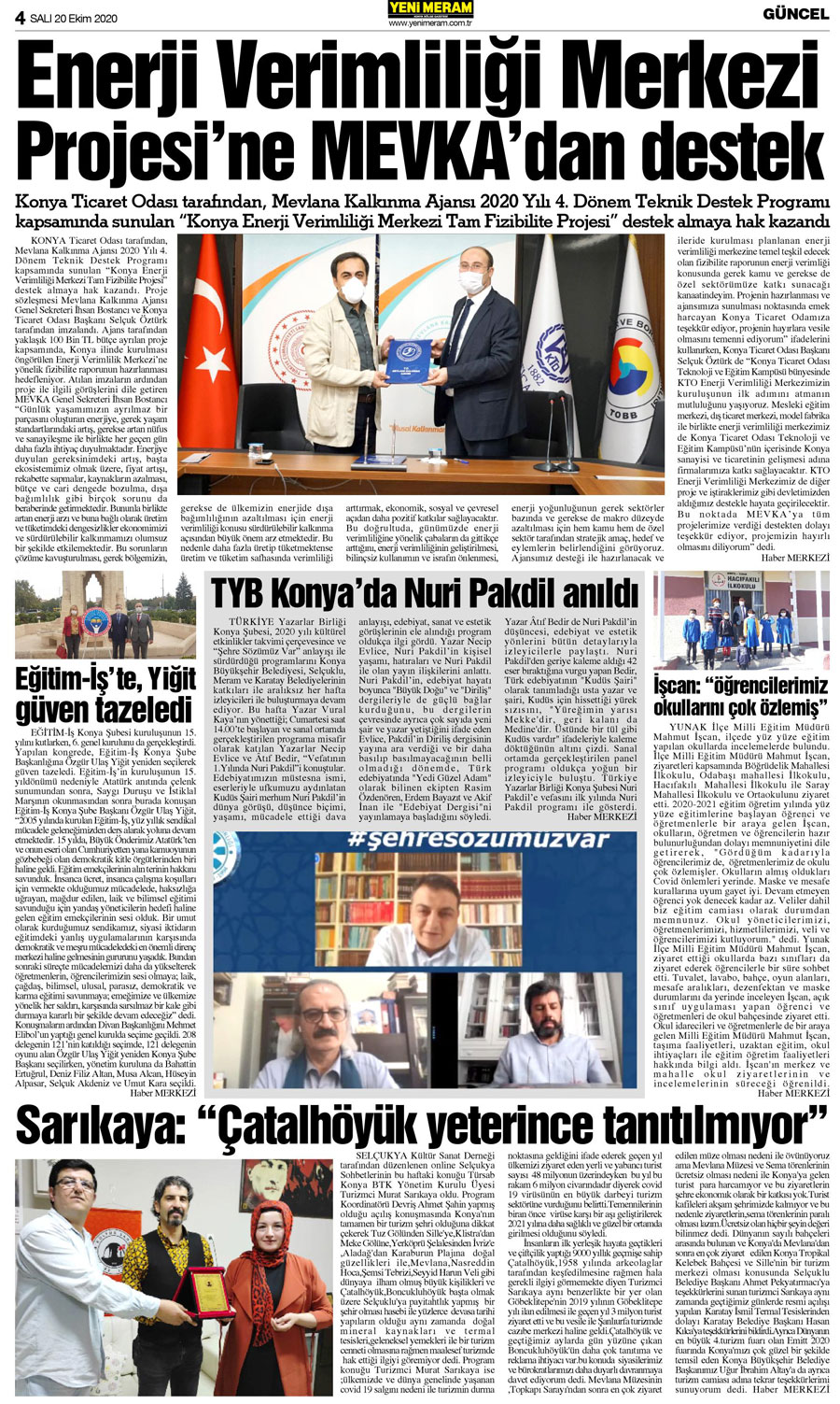 20 Ekim 2020 Yeni Meram Gazetesi