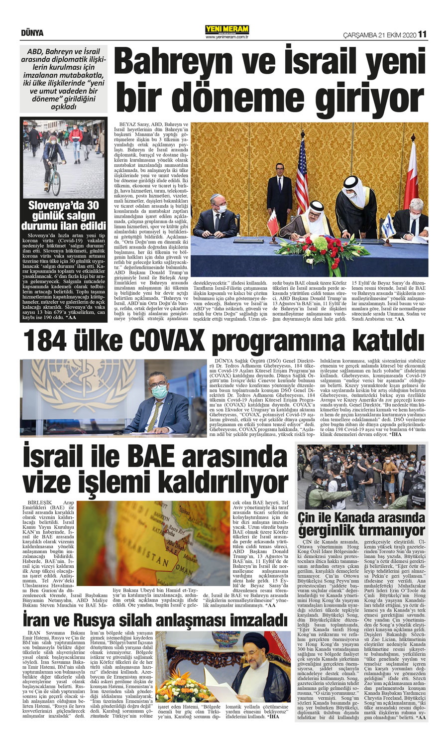 21 Ekim 2020 Yeni Meram Gazetesi