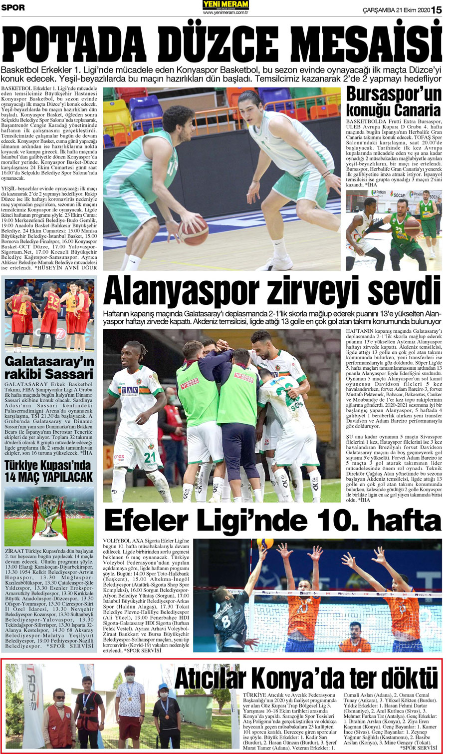 21 Ekim 2020 Yeni Meram Gazetesi