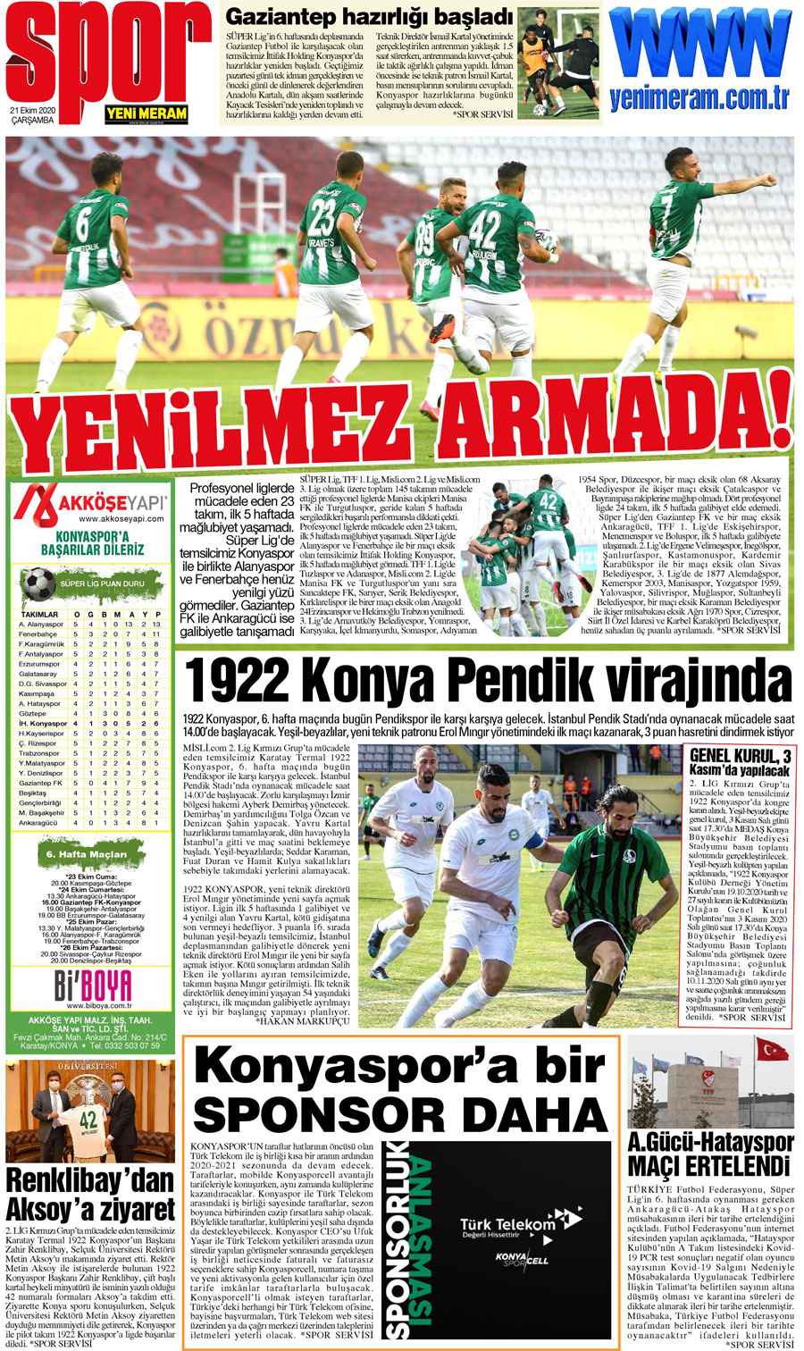 21 Ekim 2020 Yeni Meram Gazetesi