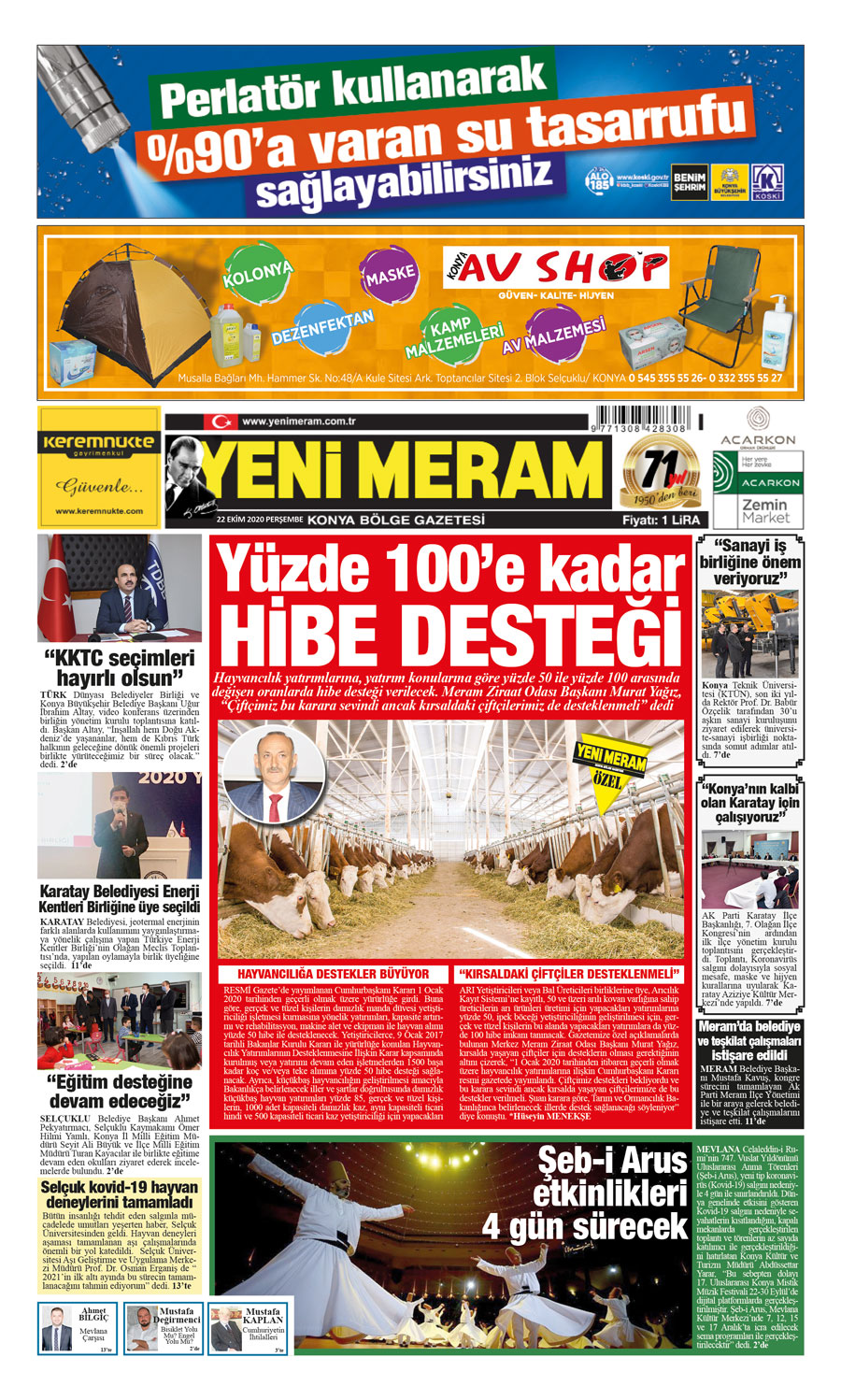 22 Ekim 2020 Yeni Meram Gazetesi