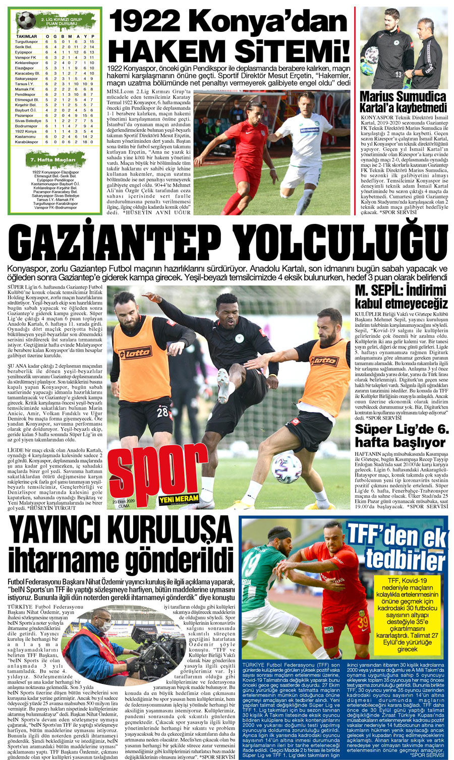 23 Ekim 2020 Yeni Meram Gazetesi