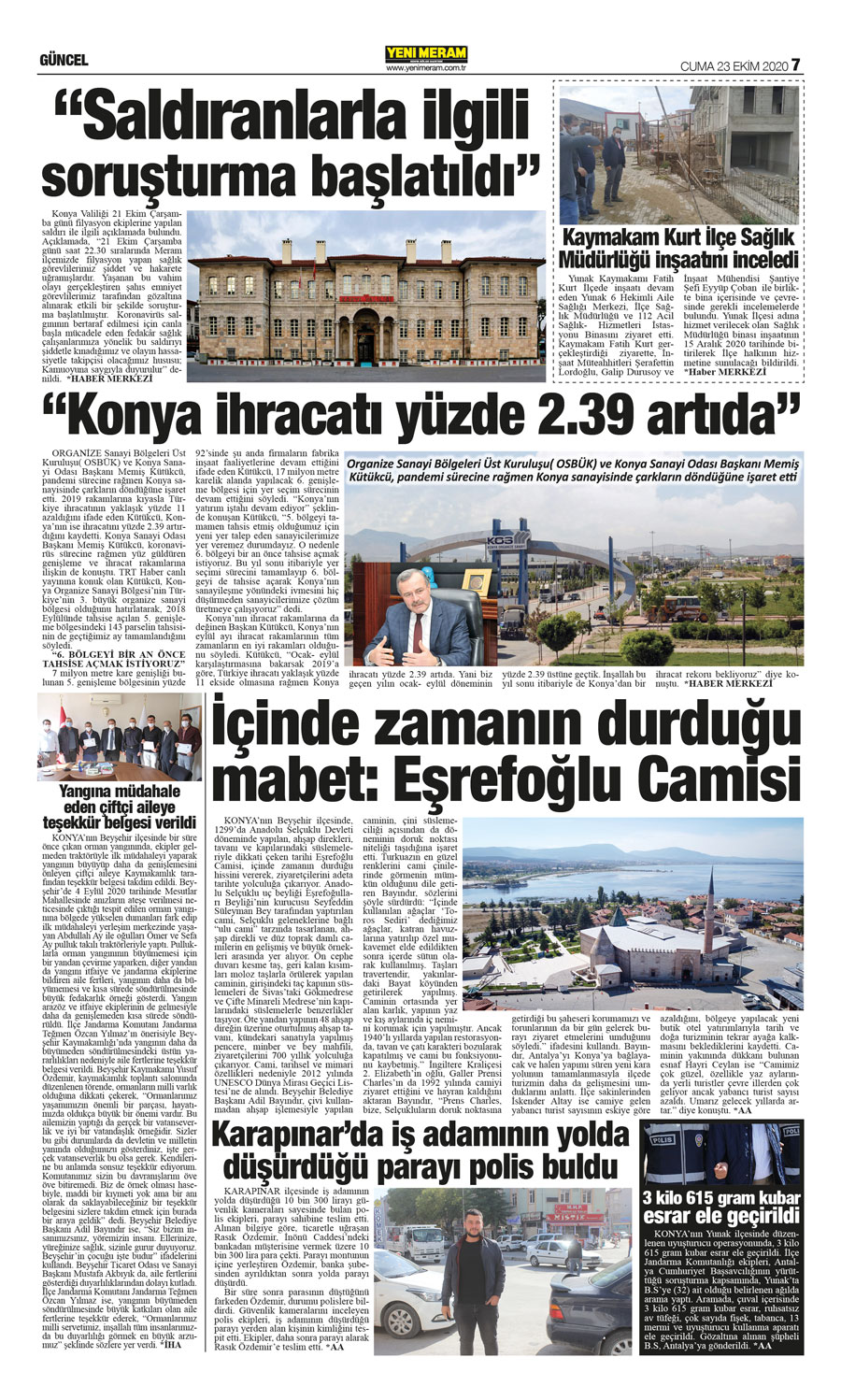 23 Ekim 2020 Yeni Meram Gazetesi