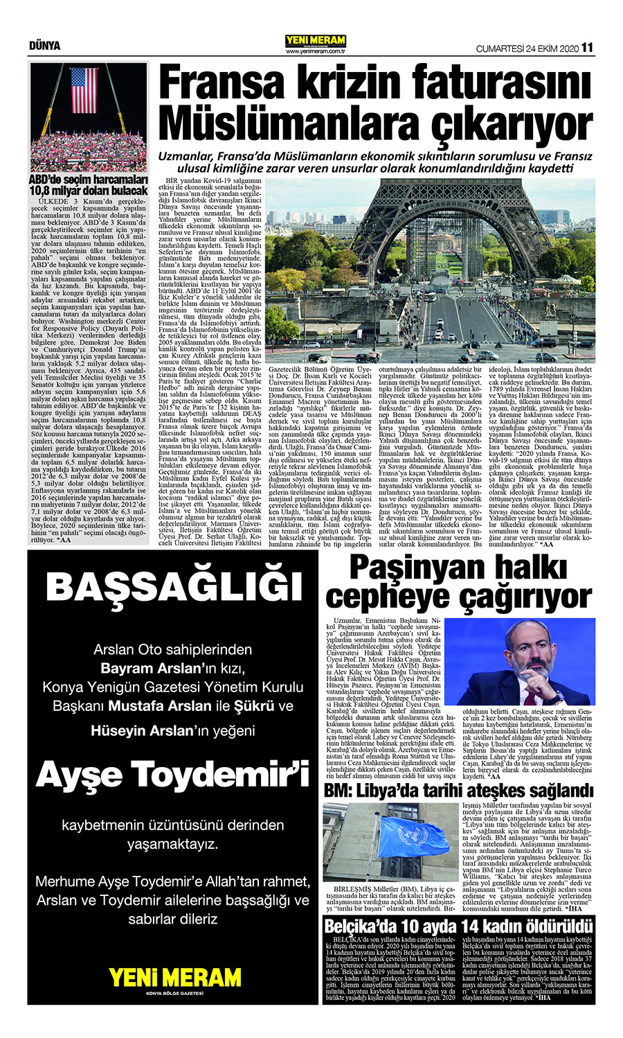 24 Ekim 2020 Yeni Meram Gazetesi