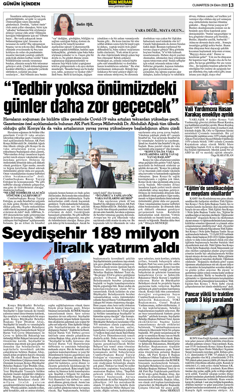 24 Ekim 2020 Yeni Meram Gazetesi