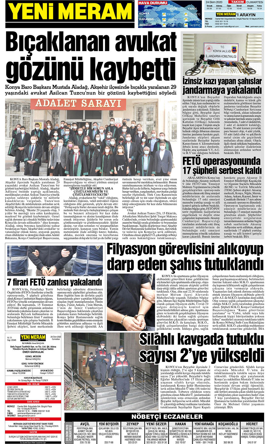 24 Ekim 2020 Yeni Meram Gazetesi