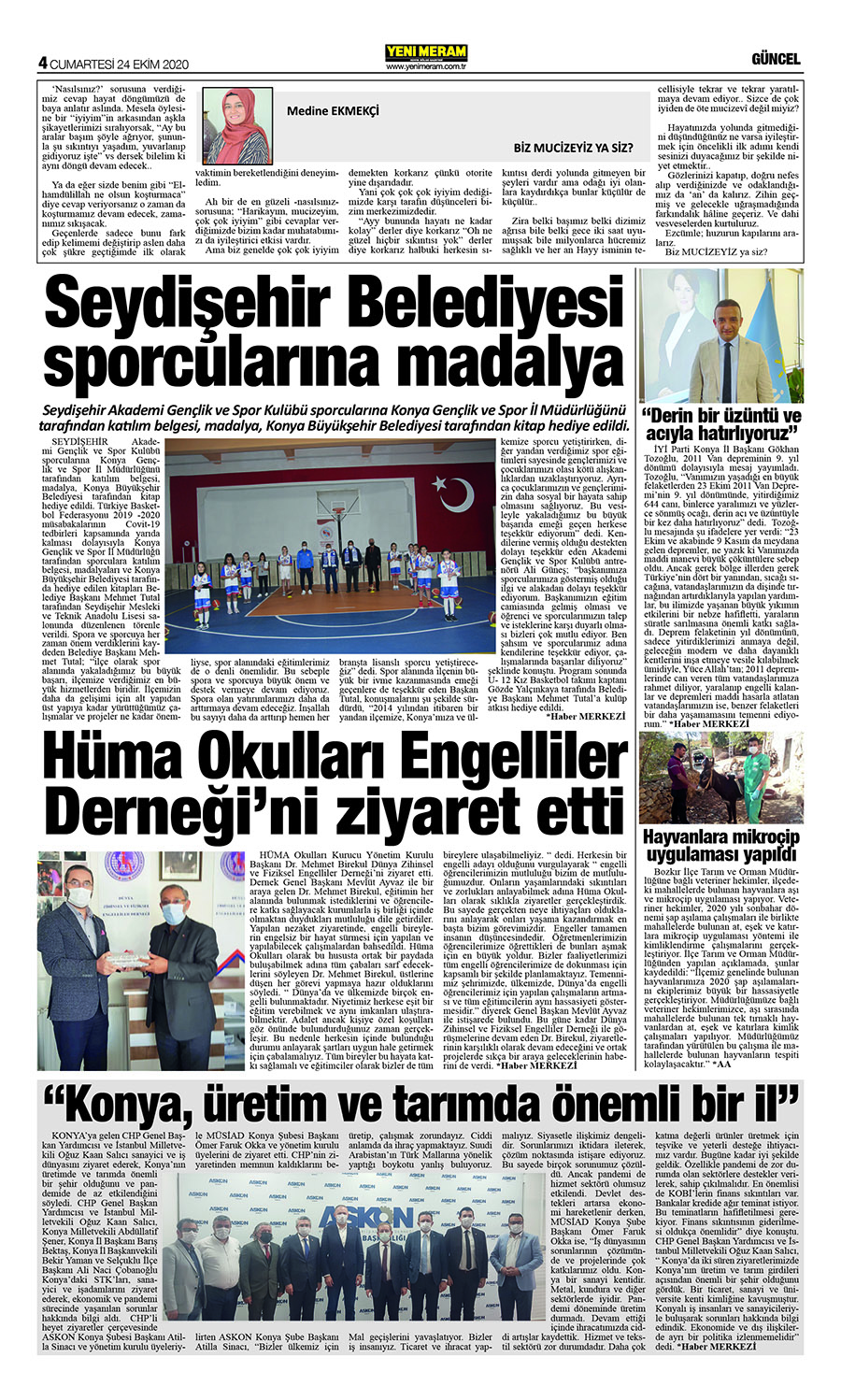 24 Ekim 2020 Yeni Meram Gazetesi