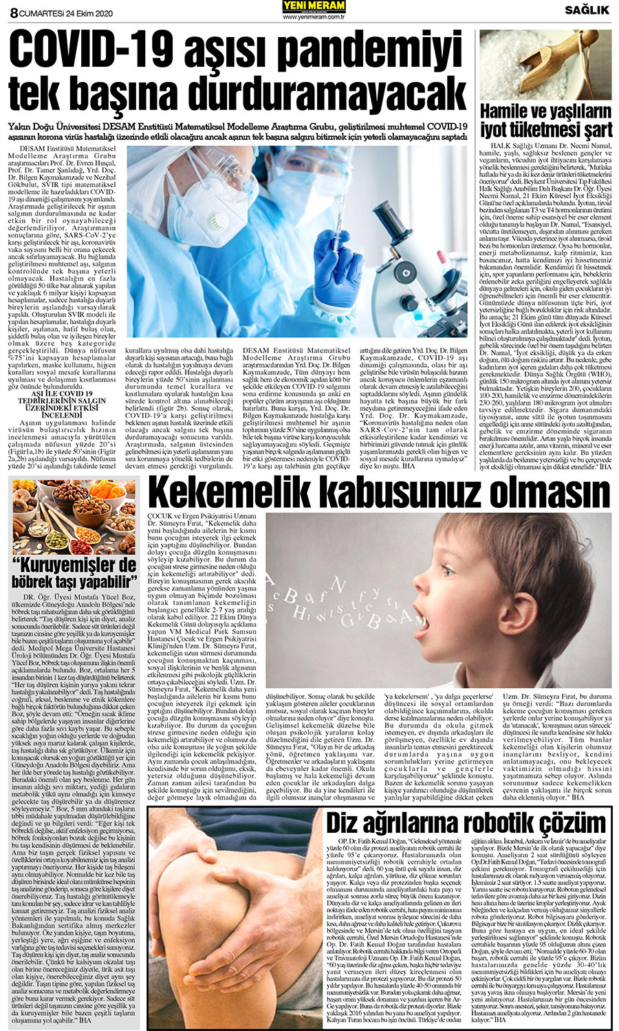 24 Ekim 2020 Yeni Meram Gazetesi