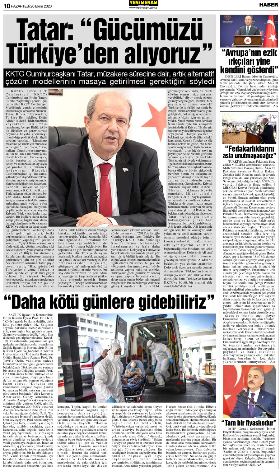 26 Ekim 2020 Yeni Meram Gazetesi